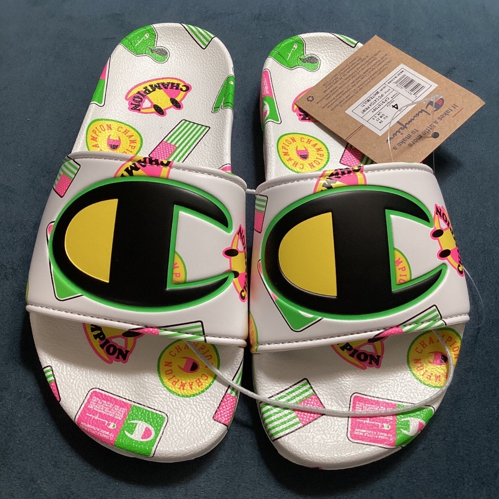 Champion White Slides Sandals